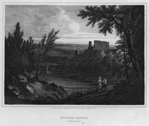 Château de Mitford, Northumberland (gravure)
