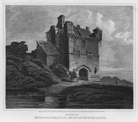 Vestiges du château de Morpeth, Northumberland (gravure)