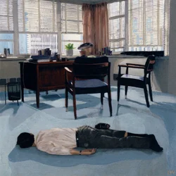 Il a vendu du mobilier de bureau usagé, c.2010 (peinture acrylique sur papier)