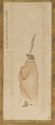 Homme debout en manteau rouge, dynastie Qing, 18ème siècle