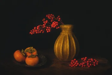 Nature morte automnale aux kakis