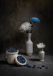 Myrtilles et fleurs blanches