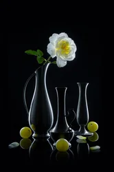 Rose lumineuse et vases