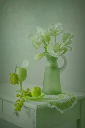Nature morte aux tons verts doux
