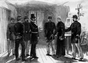 Déportation des Jésuites de la rue de Sèvres à Paris suite aux décrets de mars 1880 émis par Jules Ferry et supprimant le droit d