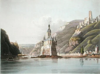 Château de Pfalz et la ville de Laub, illustration de 