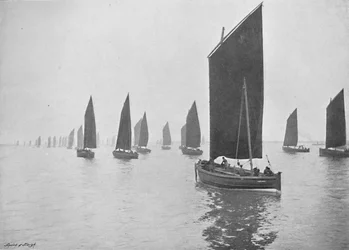 Bateaux de harengs au large du Tyne, vers 1896