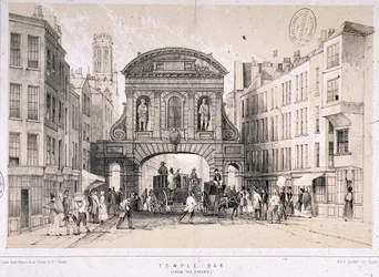 Temple Bar, Londres, vers 1845