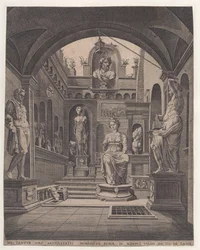 Sculptures de la Villa Sassi à Rome, gravure de Coornhert, Dirck Volckertsz (1519/22-1590)
