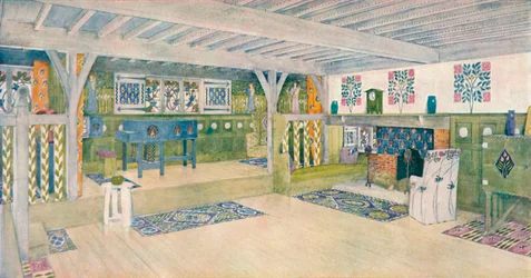 Salle de musique dans une maison à Crowborough, vers 1902