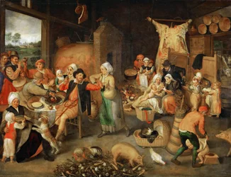 Parloir paysan avec visiteurs nobles