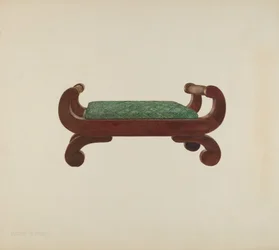 Tabouret - Acajou avec revêtement en crin de cheval, vers 1939