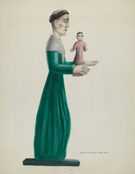 Santo en bois sculpté et peint (Saint Joseph)