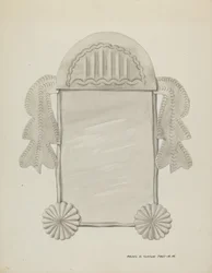 Petit miroir encadré en étain, vers 1937