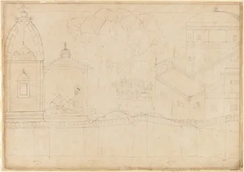 Indrajit fait des offrandes : Folio de la série du siège de Lanka, vers 1725