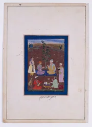 Un prince rencontrant un saint homme musulman, dynastie moghole, règne de Jahangir, vers 1610 (encre, aquarelle et or sur papier)