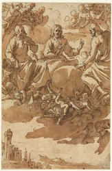 Christ en gloire avec deux saints