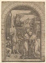 Joachim embrassant Sainte Anne sous la porte dorée à Jérusalem, d