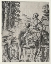 Les Grimpeurs Trois Figures de la Bataille de Cascina de Michel-Ange, 1510