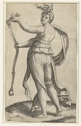 Femme avec bride de cheval comme personnification de la Tempérance