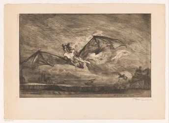 Paysage nocturne avec créatures chauve-souris
