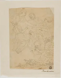 Croquis de figures, paysage