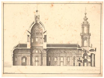 Coupe longitudinale à travers la même église