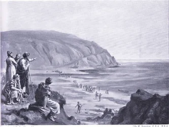 Arrivée des fondateurs de la Phénicie (litho)