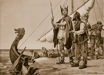 Départ de Rurik pour le pays des Slaves, 862 (lithographie)