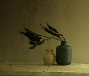 Nature morte minimaliste aux feuilles