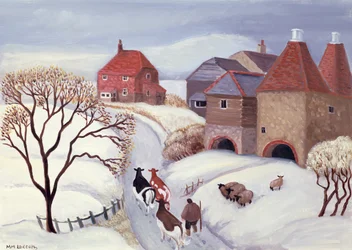 Ramener les vaches à la maison dans la neige