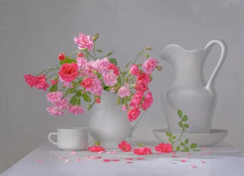 Nature morte à la rose rose