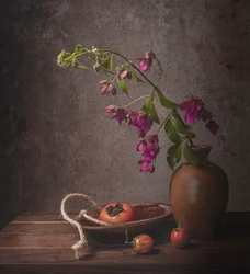 Nature morte florale rustique