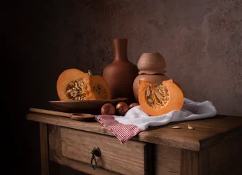 Nature morte rustique à la citrouille