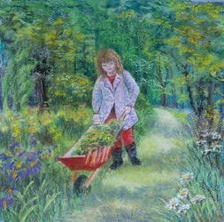 Aider grand-père dans le jardin