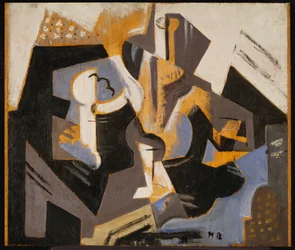 Nature morte cubiste en bleu et gris