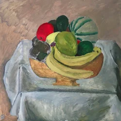 Corbeille de fruits, 2020 (huile sur papier)