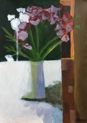 Nature morte aux fleurs Bordeaux, 2019 (acrylique et aquarelle sur papier)