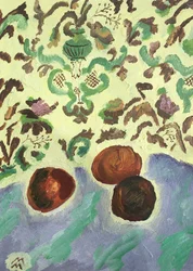 Nature morte avec trois pêches, 2021 (acrylique et aquarelle sur papier)