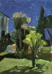 Jardin turc, 2019 (huile sur papier)