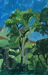 Paysage turc avec arbre, 2019 (huile sur papier)