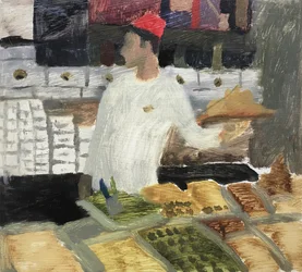 Vendeur de bonbons turcs, 2019 (huile sur papier)