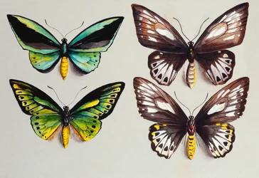 Quatre papillons Birdwing