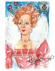 Reine Elizabeth I, 2018 (aquarelle sur papier)