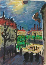 Eclipse solaire, vers 1930 (gouache et encre de Chine sur papier)