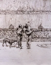 Musiciens arabes devant un roi maure, vers 1870-71