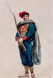 Volontaire catalan pour la guerre en Afrique, vers 1860 (aquarelle sur papier)