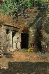 Grottes de Roma, Grenade, vers 1871 (huile sur bois)