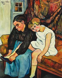 Grand-mère chaussant une fillette, 1931