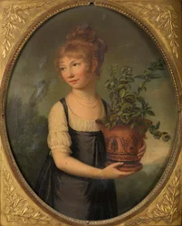 Madame Larsonnier, née Edmée Gabiou, petite fille avec un vase étrusque